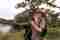 A tourist client explore the nature with their guide during the walking safari 